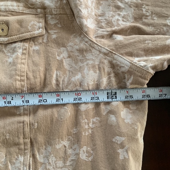 Isaac Mizrahi Live! Tan White Floral Cotton Blend Jacket Womens size 26 - Picture 5 of 10